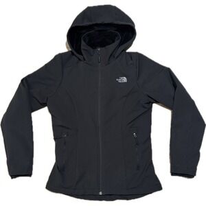The North Face Womens Black WindWall Fleece Lined Hooded Softshell Jacket Small